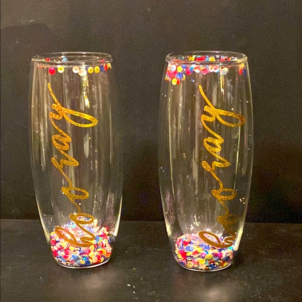 2 Slant Collections Double Wall Stemless "HOORAY" Confetti Tumblers Glasses